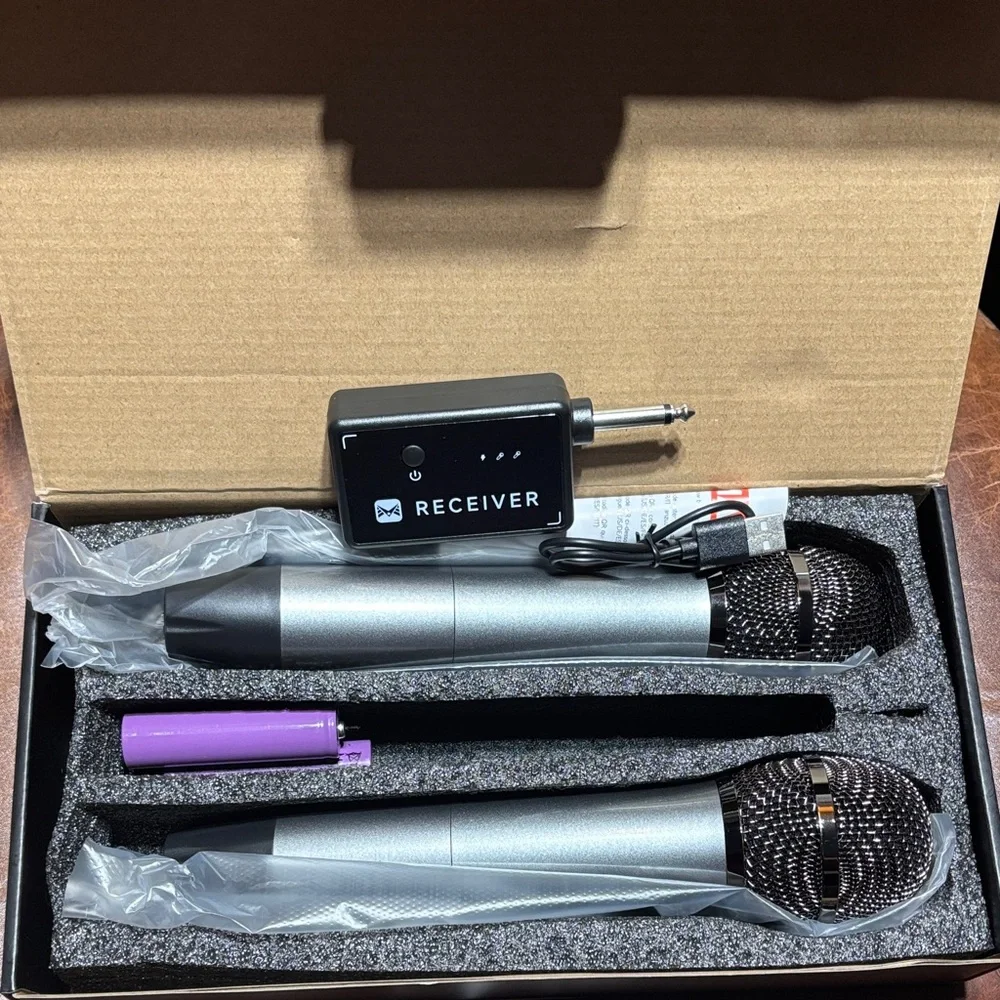 Sleek Silver Wireless Microphone Set